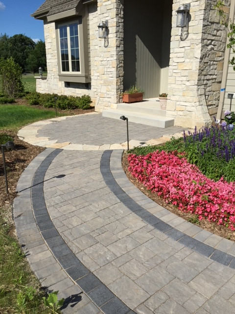 Colorful paver walkway