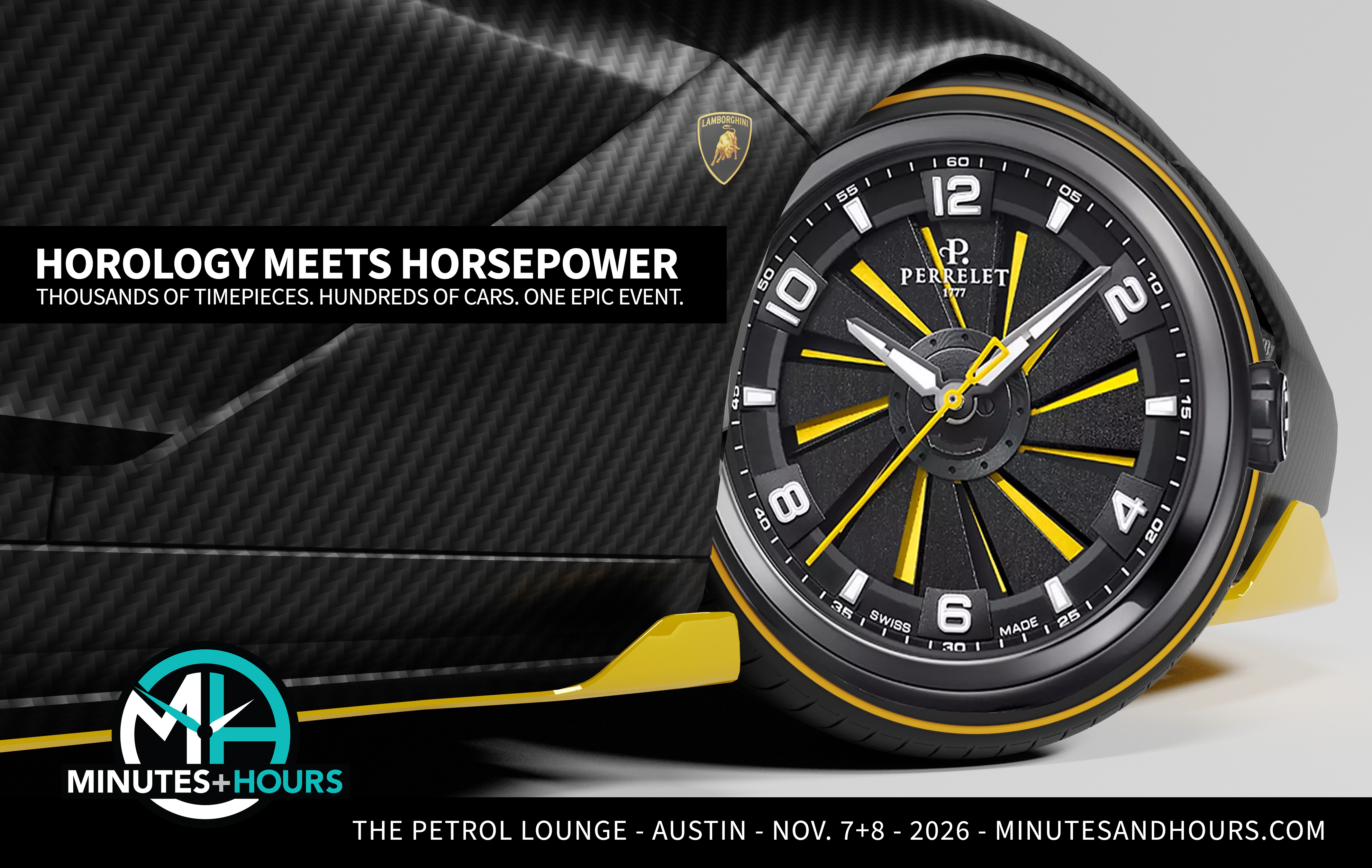 Minutes + Hours Watch Show Austin flyer