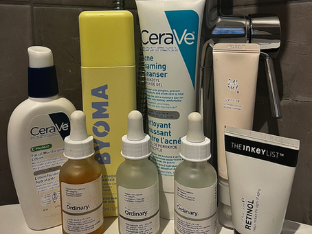 Lineup of my skin care
