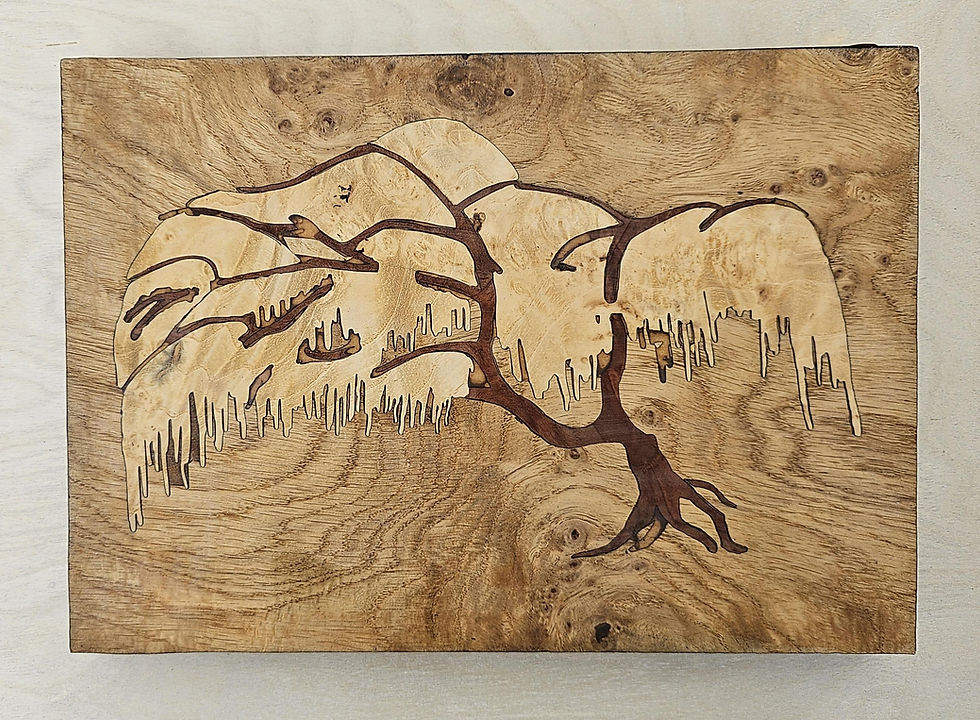 Thumbnail: Weeping Willow/original marquetry design/veneer art/tree art/walnut/oak/Sycamore
