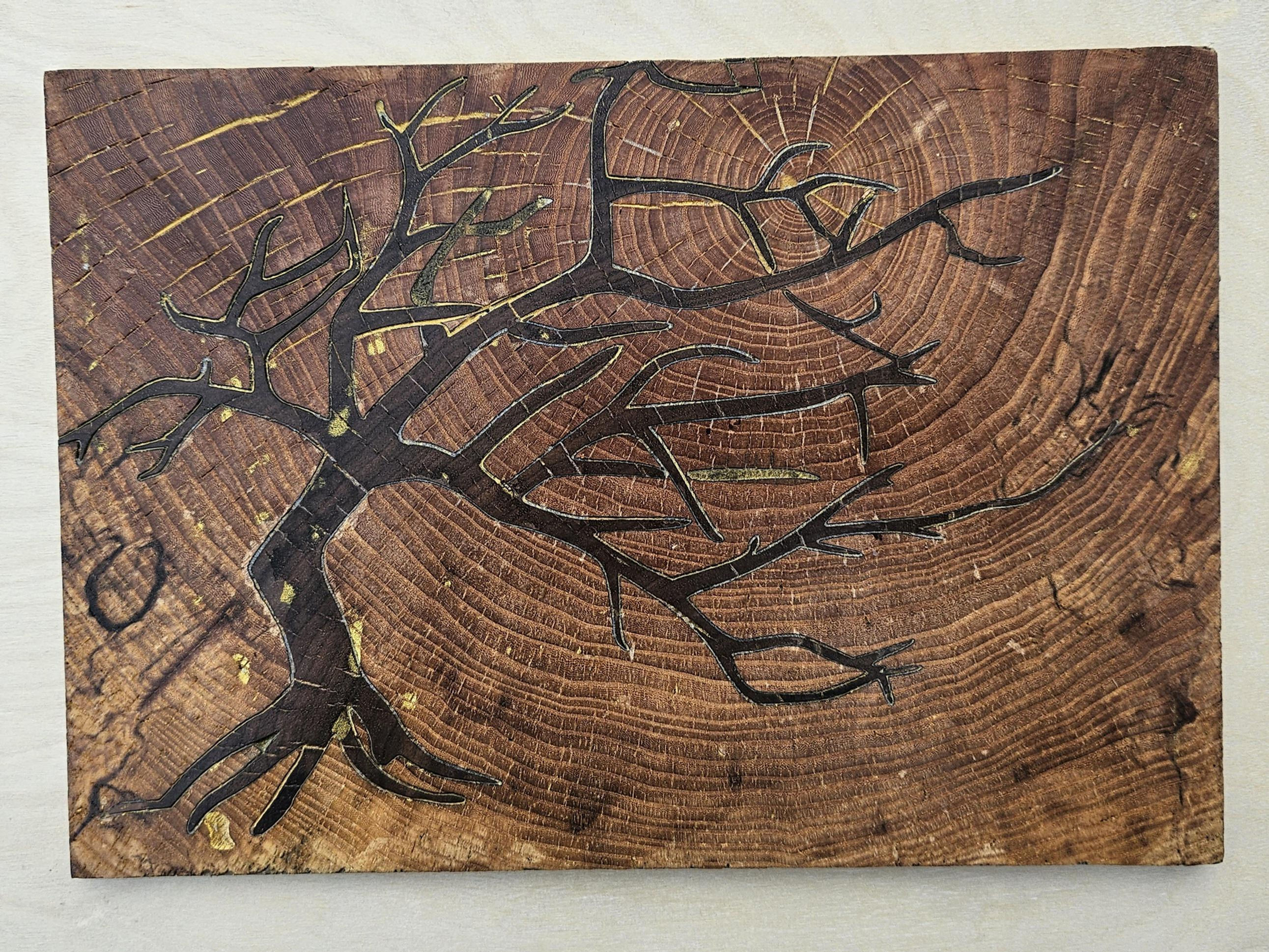 Wild, Windswept Tree/original marquetry design/veneer art/tree