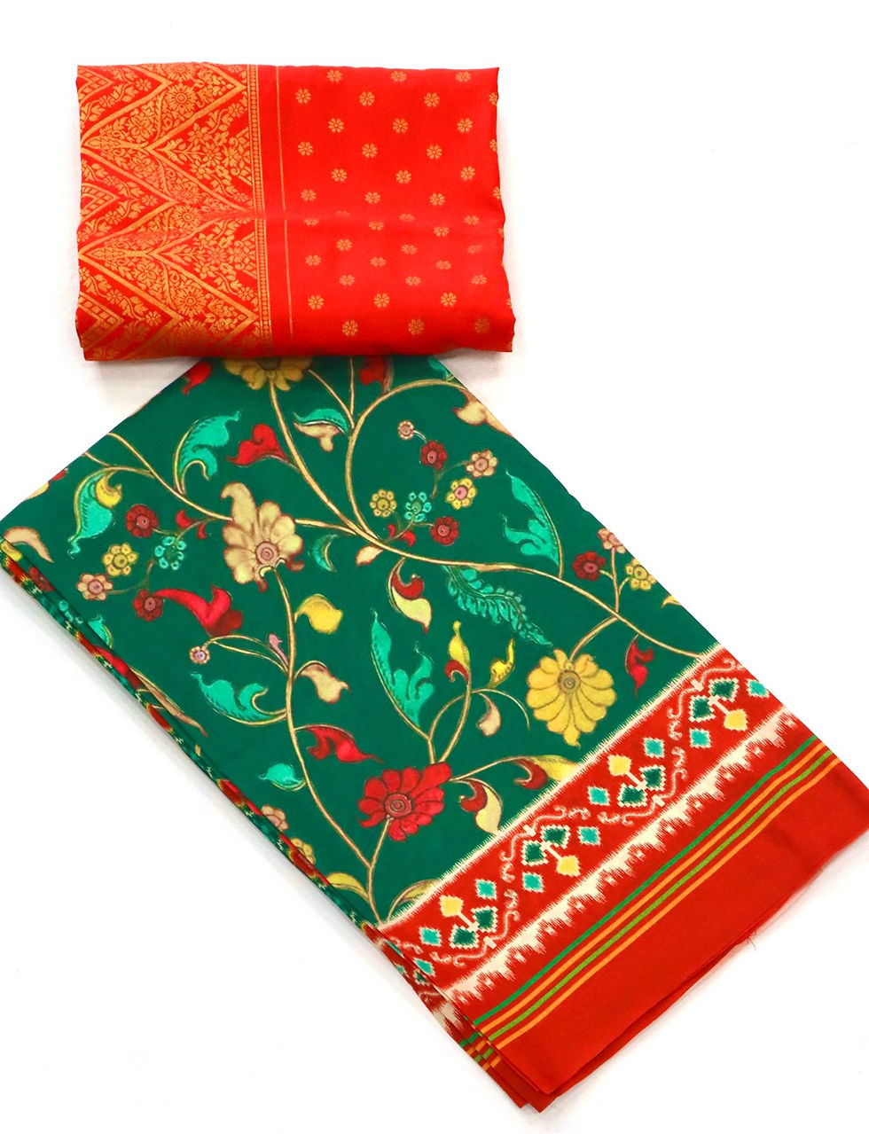 Thumbnail: Soft Tussar Silk Kalamkari Print and Patola Pallu Saree