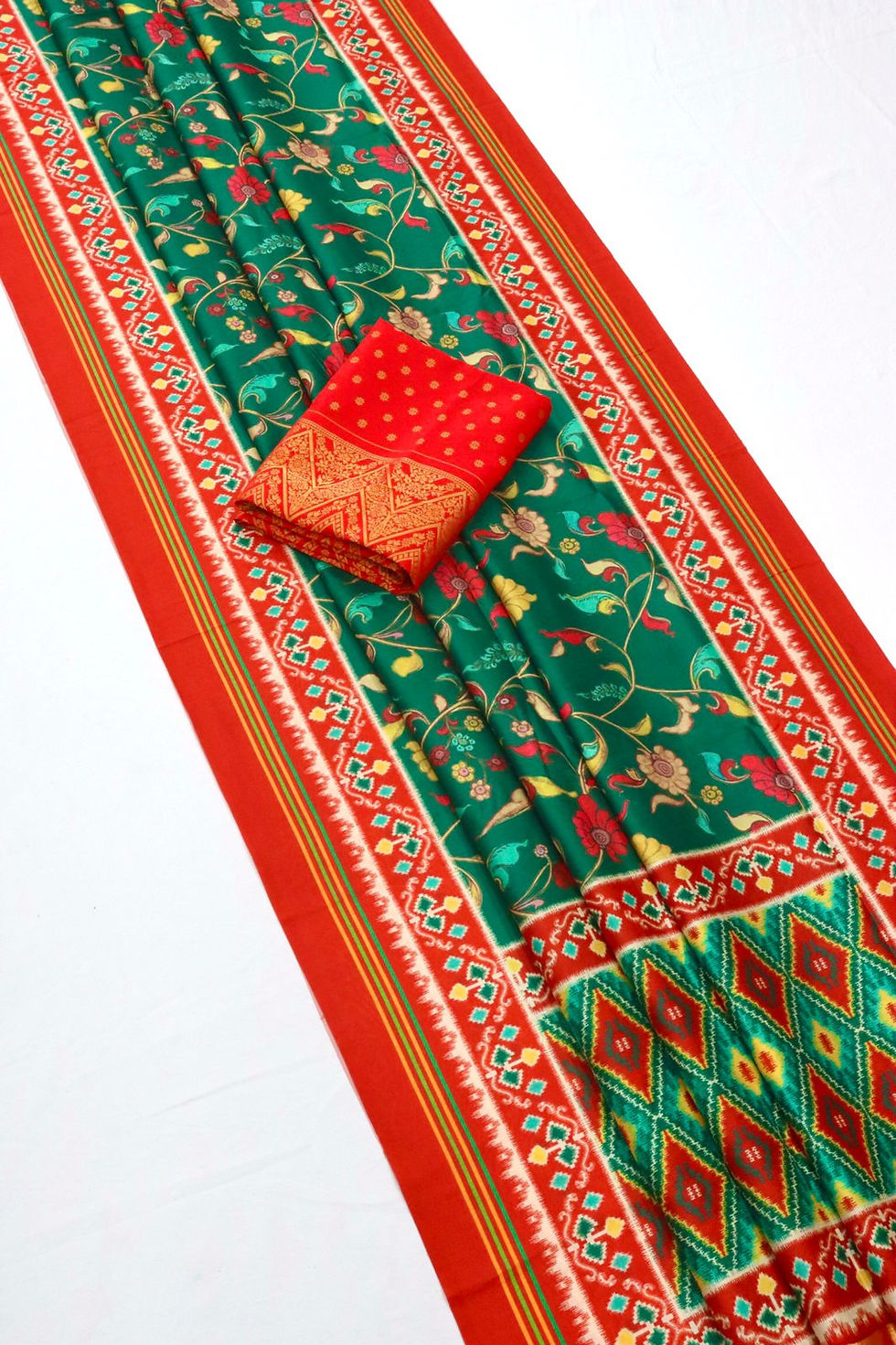 Thumbnail: Soft Tussar Silk Kalamkari Print and Patola Pallu Saree
