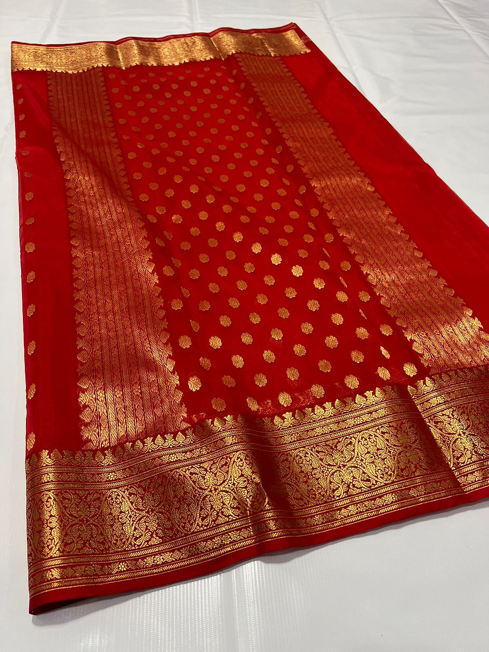 Thumbnail: Red Color Chanderi Handloom Traditional Katan Silk Saree