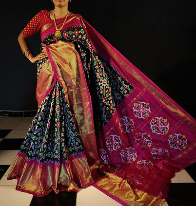 SSPS01 Double Ikkat Handwoven Silk Saree