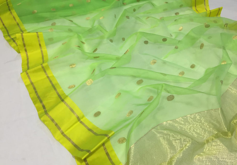 Thumbnail: Refreshing Green Color Traditional Katan Organza Silk Saree