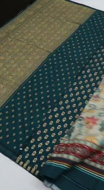 Thumbnail: Soft Tussar Silk Kalamkari Print and Patola Pallu Saree
