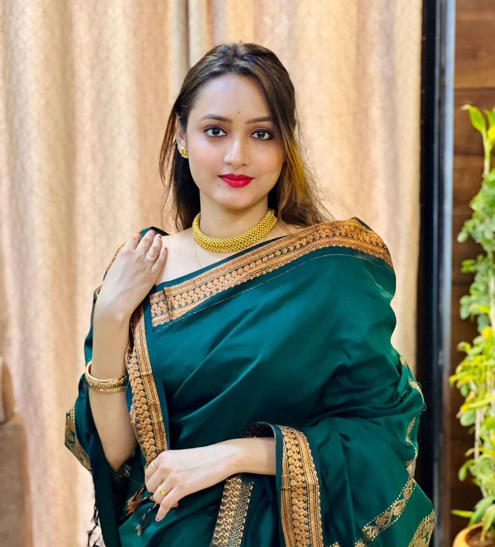Thumbnail: Green and Golden Pure Kalyani Cotton Saree