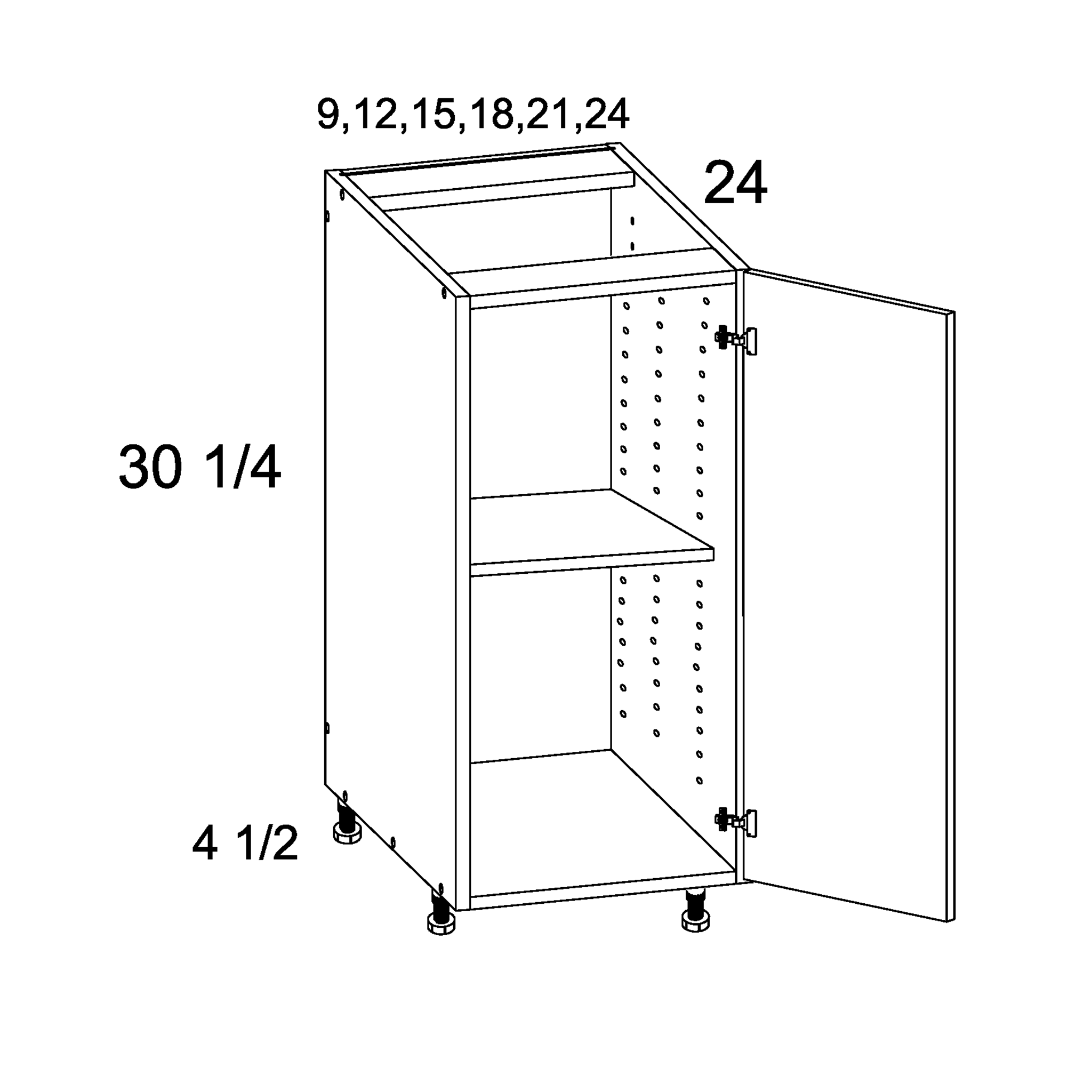 PALERMO BLANCO BRILLO 12 "W ALTURA COMPLETA BASE DE PUERTA SIMPLE
