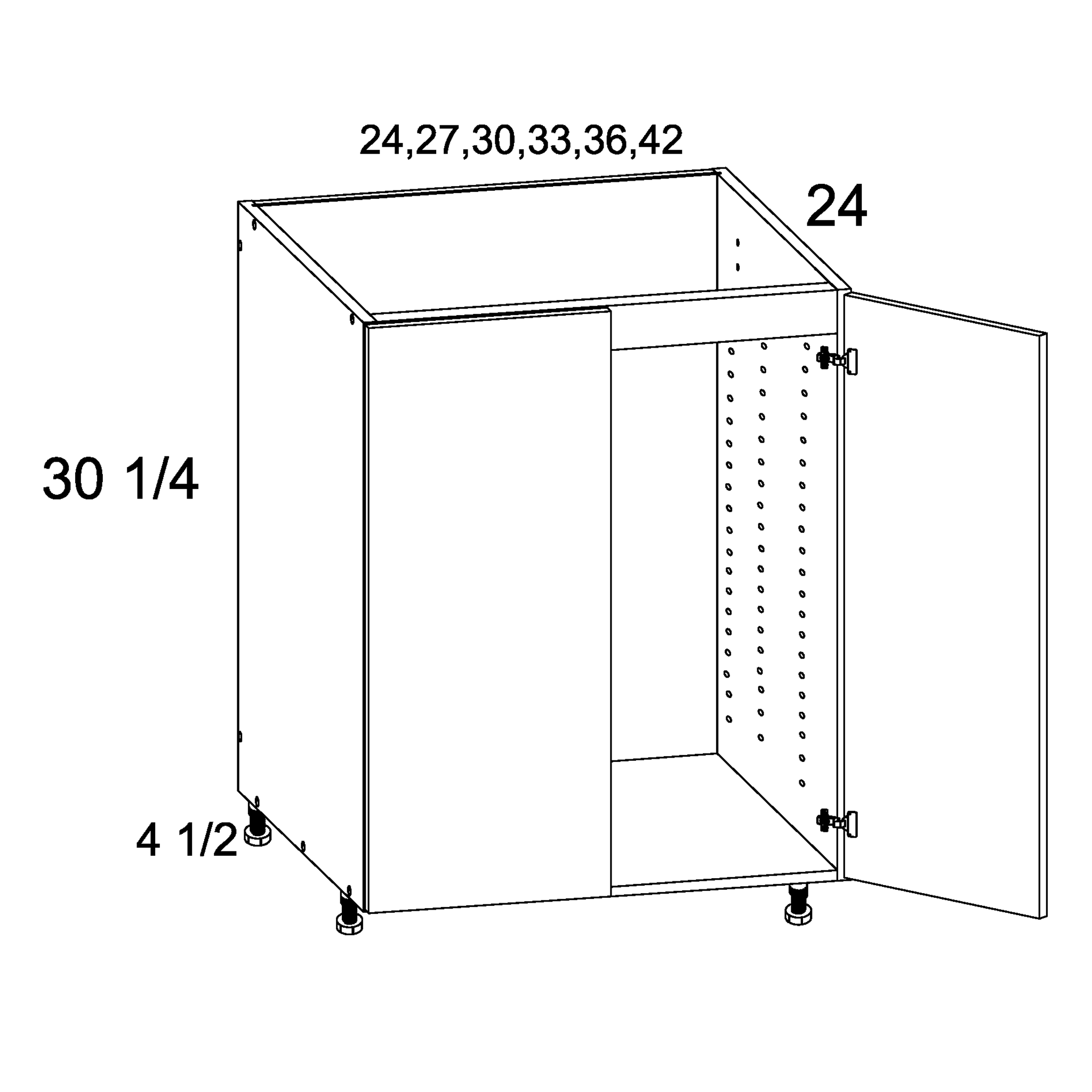 TORINO GREY WOOD 36" W FULL HEIGHT TWO DOOR BASE