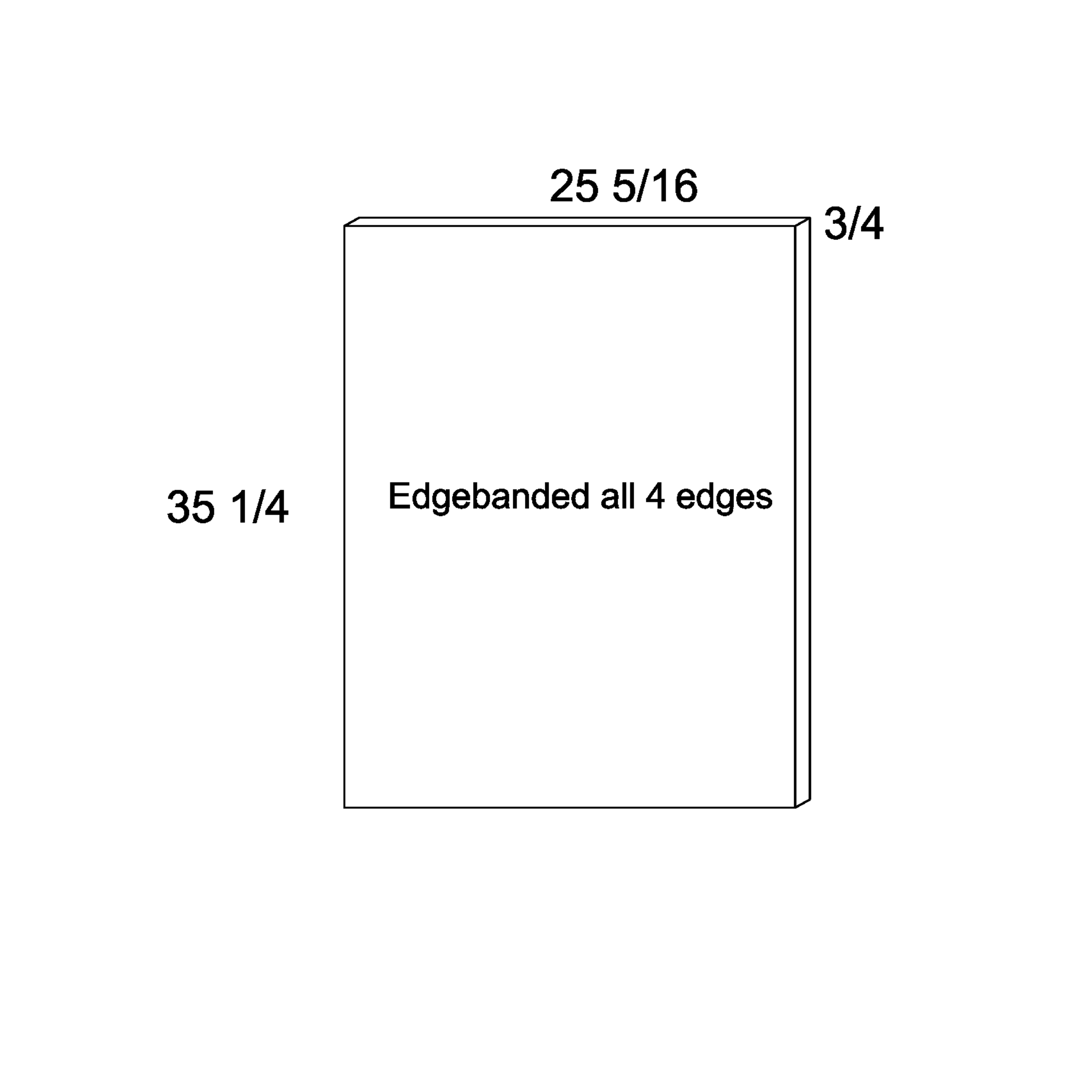 PALERMO GLOSS WHITE BASE OVERLAY PANEL 25 5/16" X 35 5/16" X 3/4"
