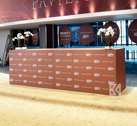 Backdropkl_event branding cover kl_pillar branding wraps_rostrum cover_stage skirting branding panel_registration table cover_counter cover_custom event counter kl
