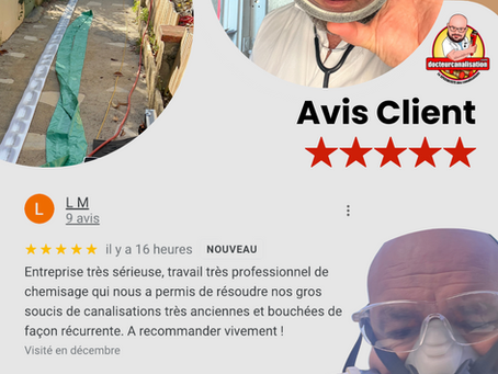 Un avis client de + pour notre activité #chemisage avec Docteur Canalisation