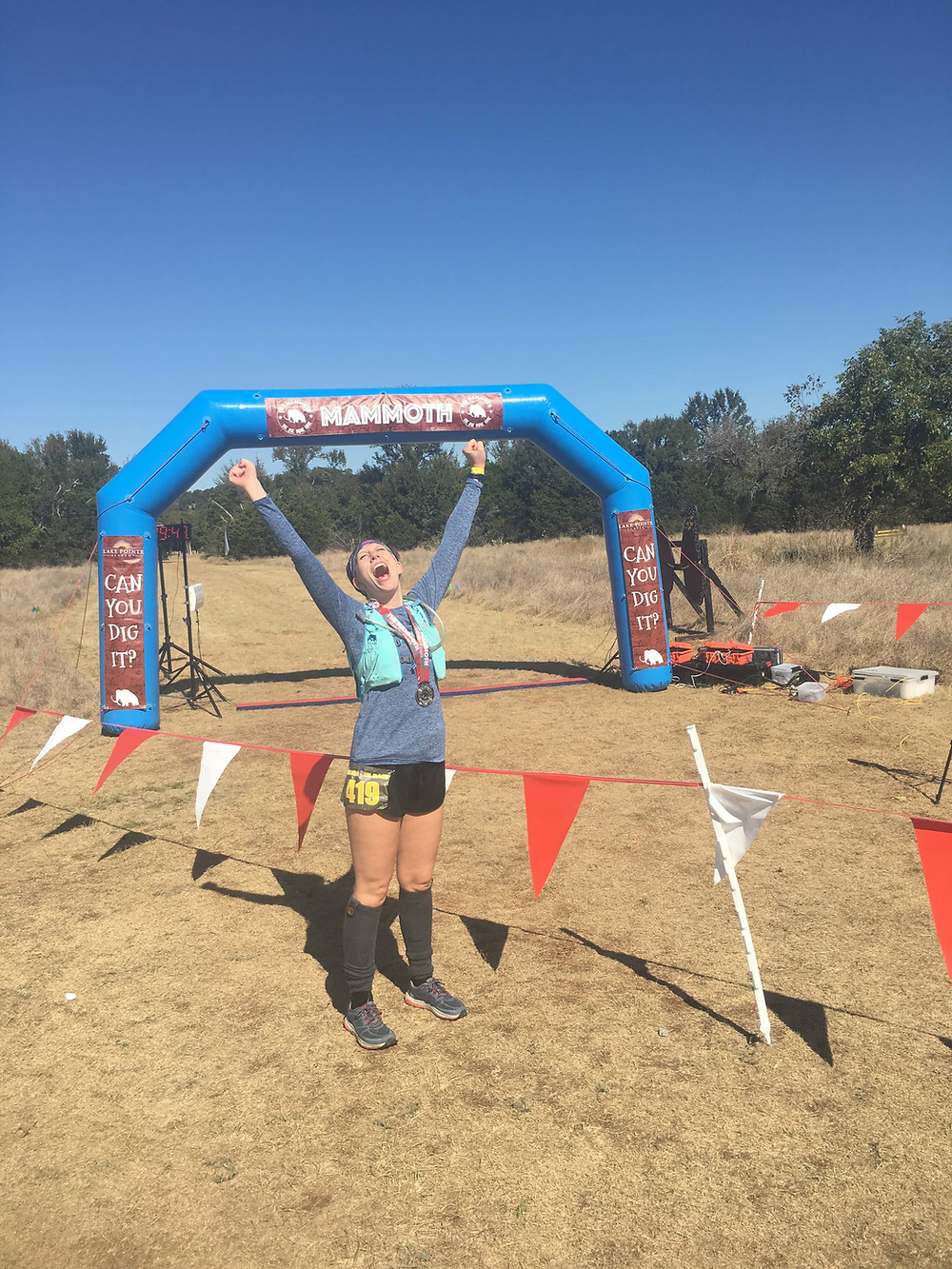 Lee Celebrating at the Mammoth Finish Line! It is a beast of a race!