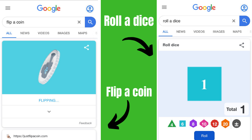 Flip a coin and roll a dice