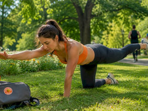 Woman doing bird dog Pilates exercise indoors