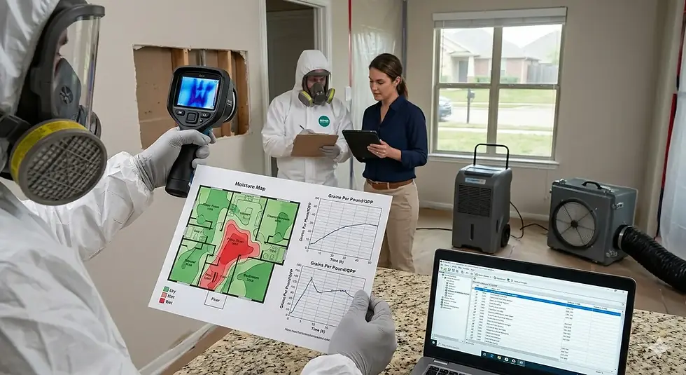 Tech explaining Moisture Mapping to homeowner