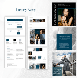 Luxury Navy brand kit template by Z Squared Studio.