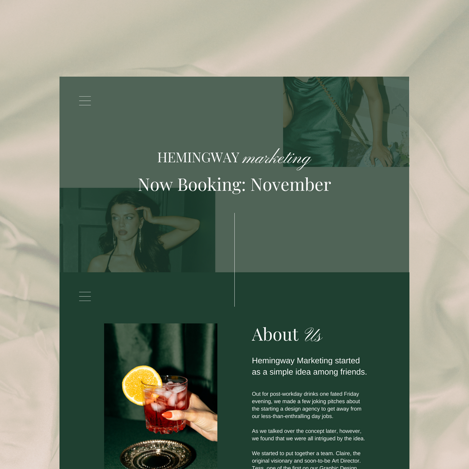 Highend and Editorial brand kit website application homepage example by Z Squared Studio.
