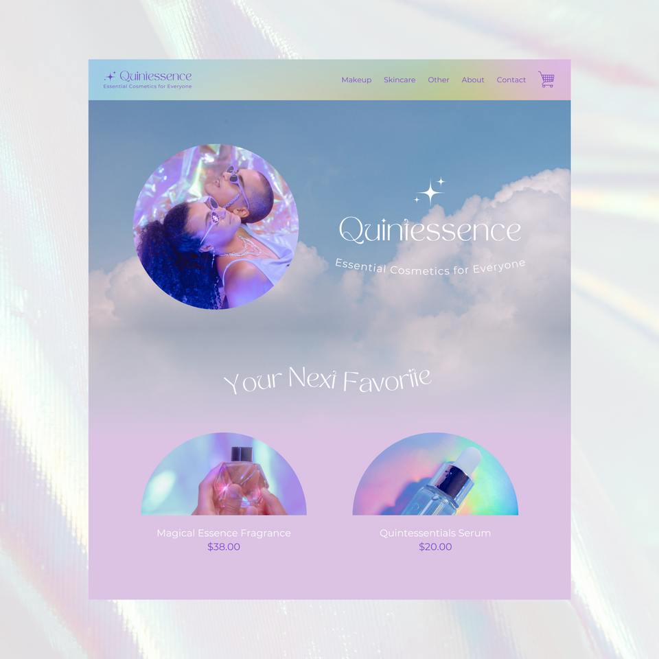Holographic and Youthful brand kit website application homepage example by Z Squared Studio.