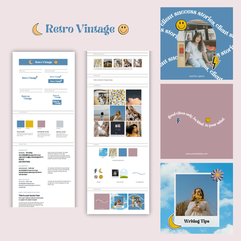 Retro Vintage brand kit template by Z Squared Studio.
