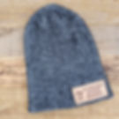 Grey Beanie with Leather Patch