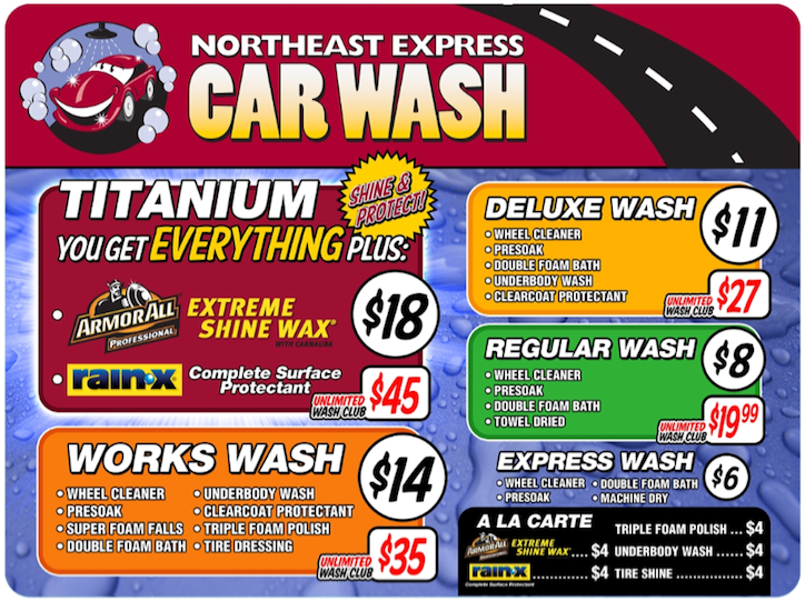 WASH PACKAGES N.E. Express Carwash