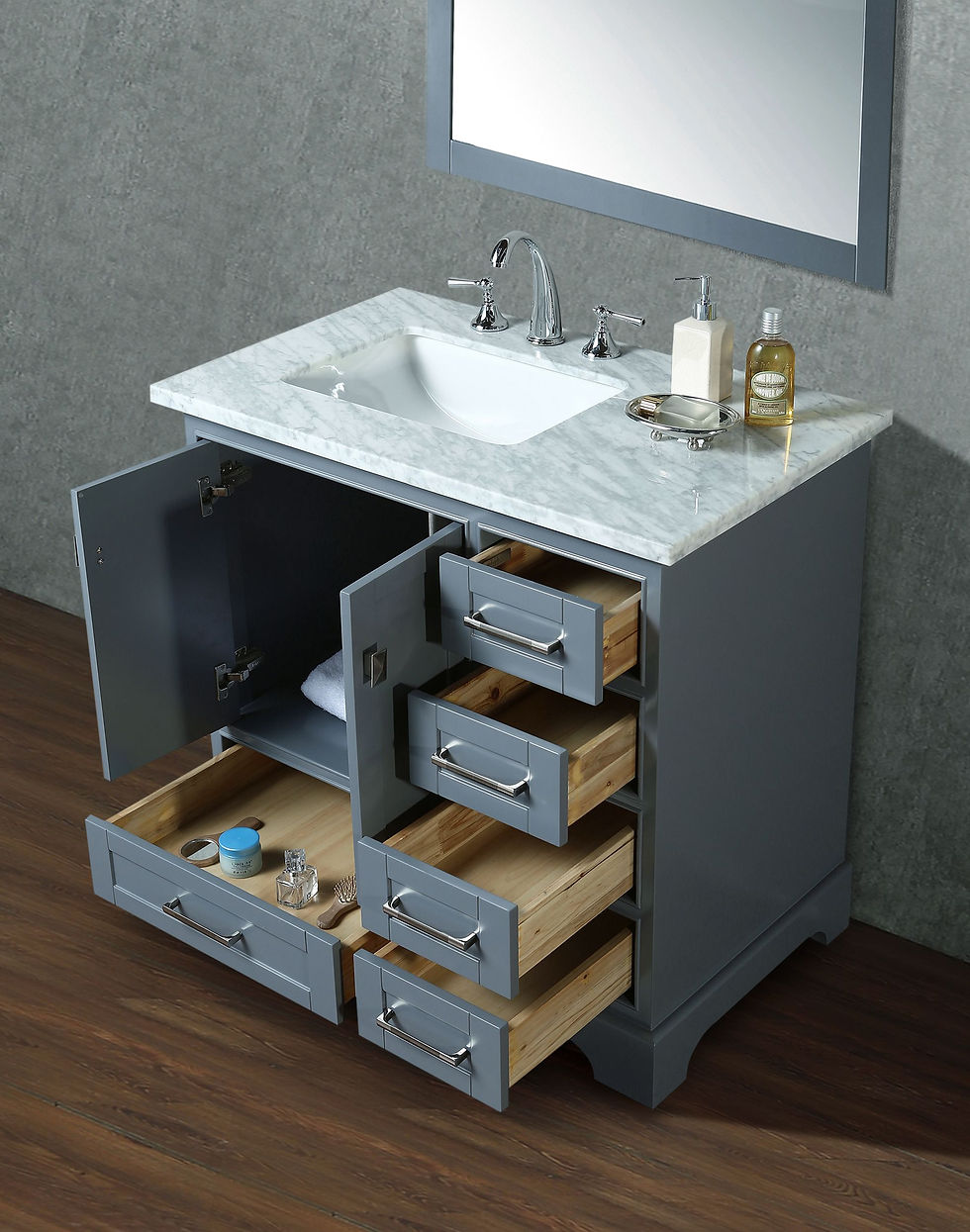 Thumbnail: Newport Grey 36" Single Sink Vanity with Mirror