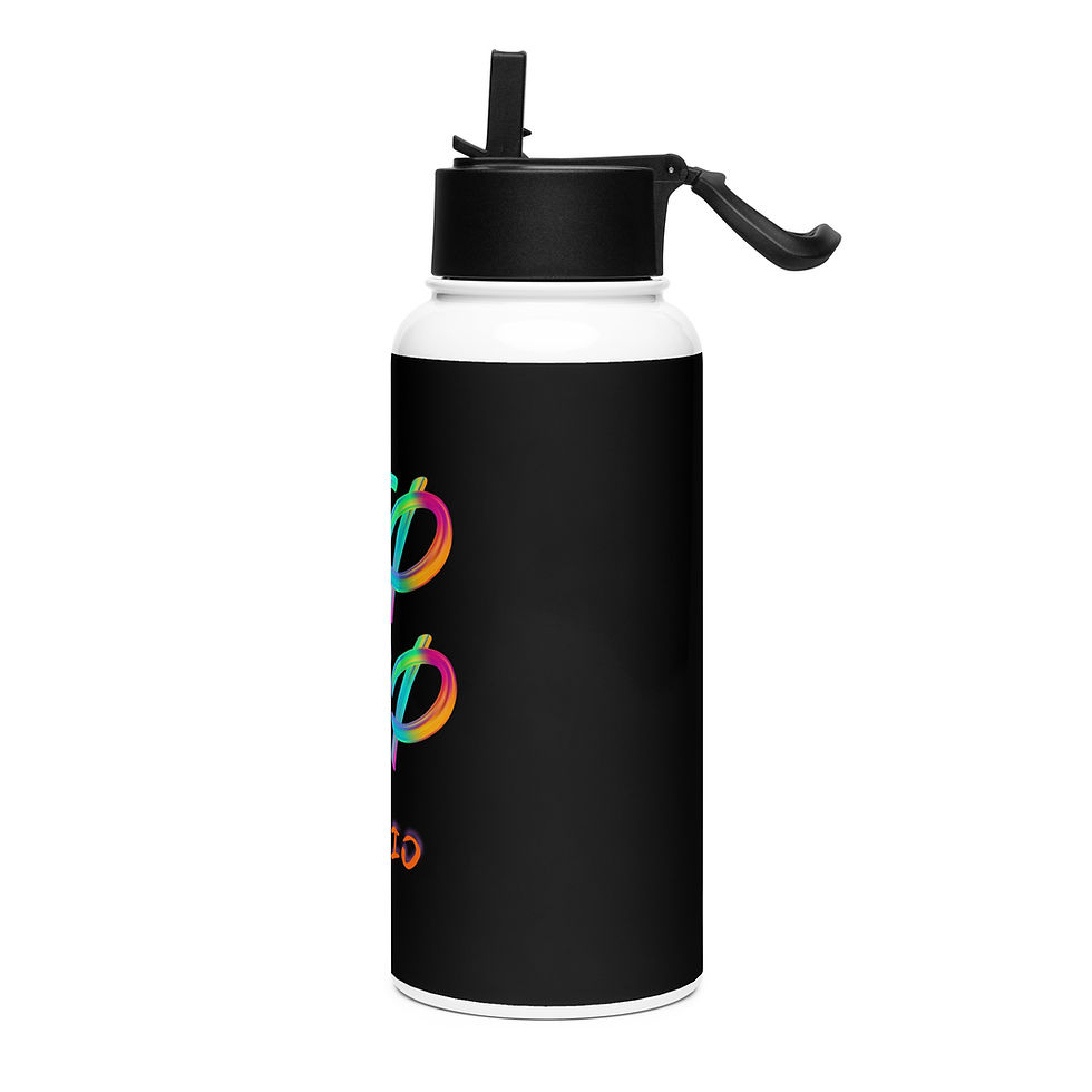 Miniatura: Hip Hop Is My Cardio Stainless steel water bottle with a straw lid
