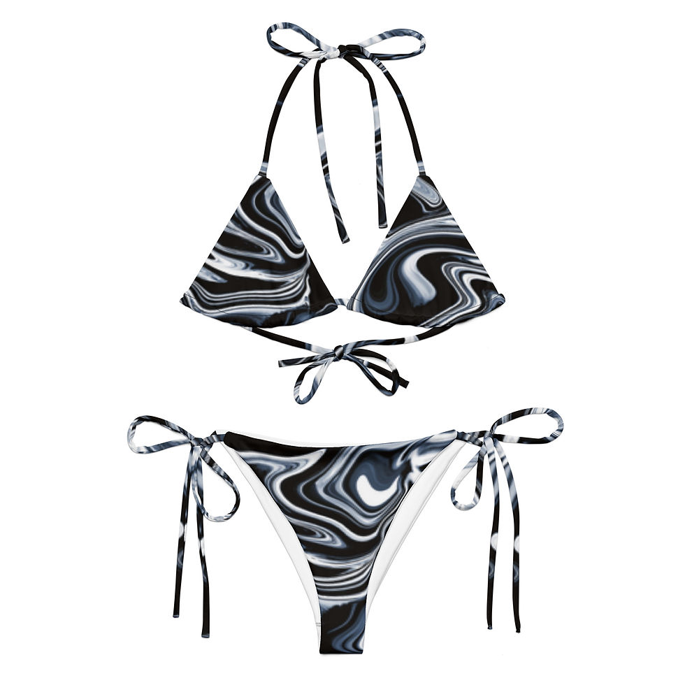 Marble All-over print recycled string bikini