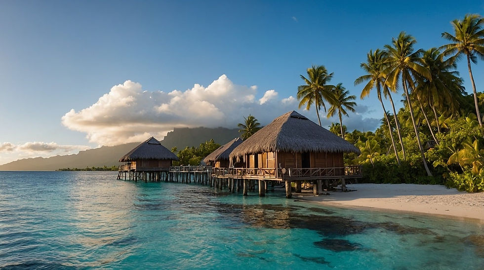Overwater bungalows in Tahiti - one of the best places to dive in French Polynesia