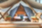 A glamping tent at an eco surf camp in Portugal