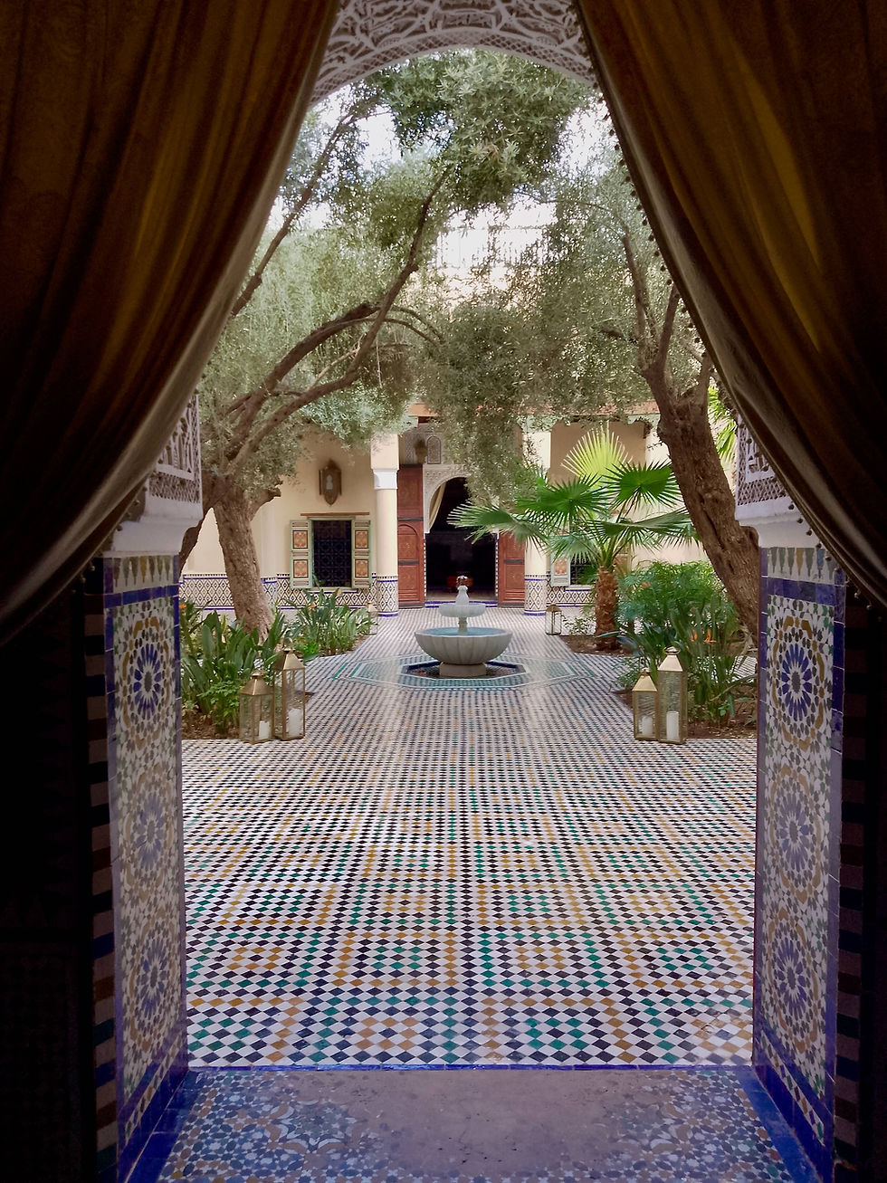 A traditionally decorated courtyard at the Moroccan Culinary Arts Museum