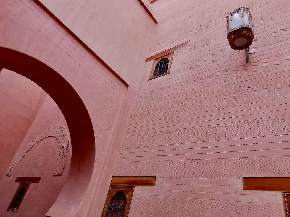 An ochre-hued wall in the Marrakech medina