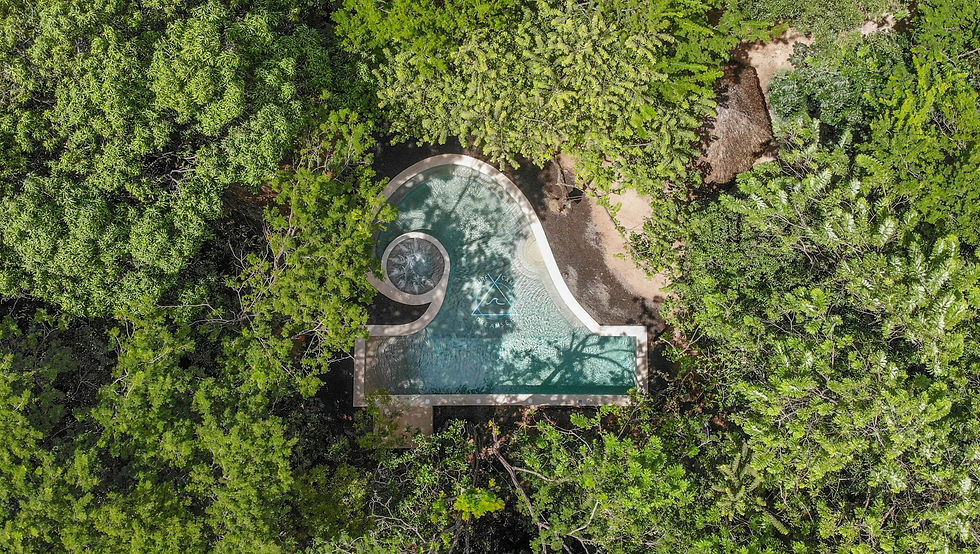 A wave-shaped pool at a sustainable surf camp in Costa Rica