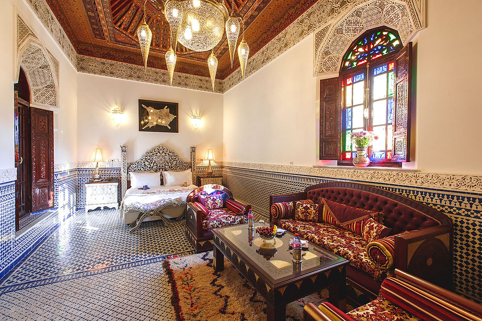 One of the gorgeous suites at a family riad in Fes