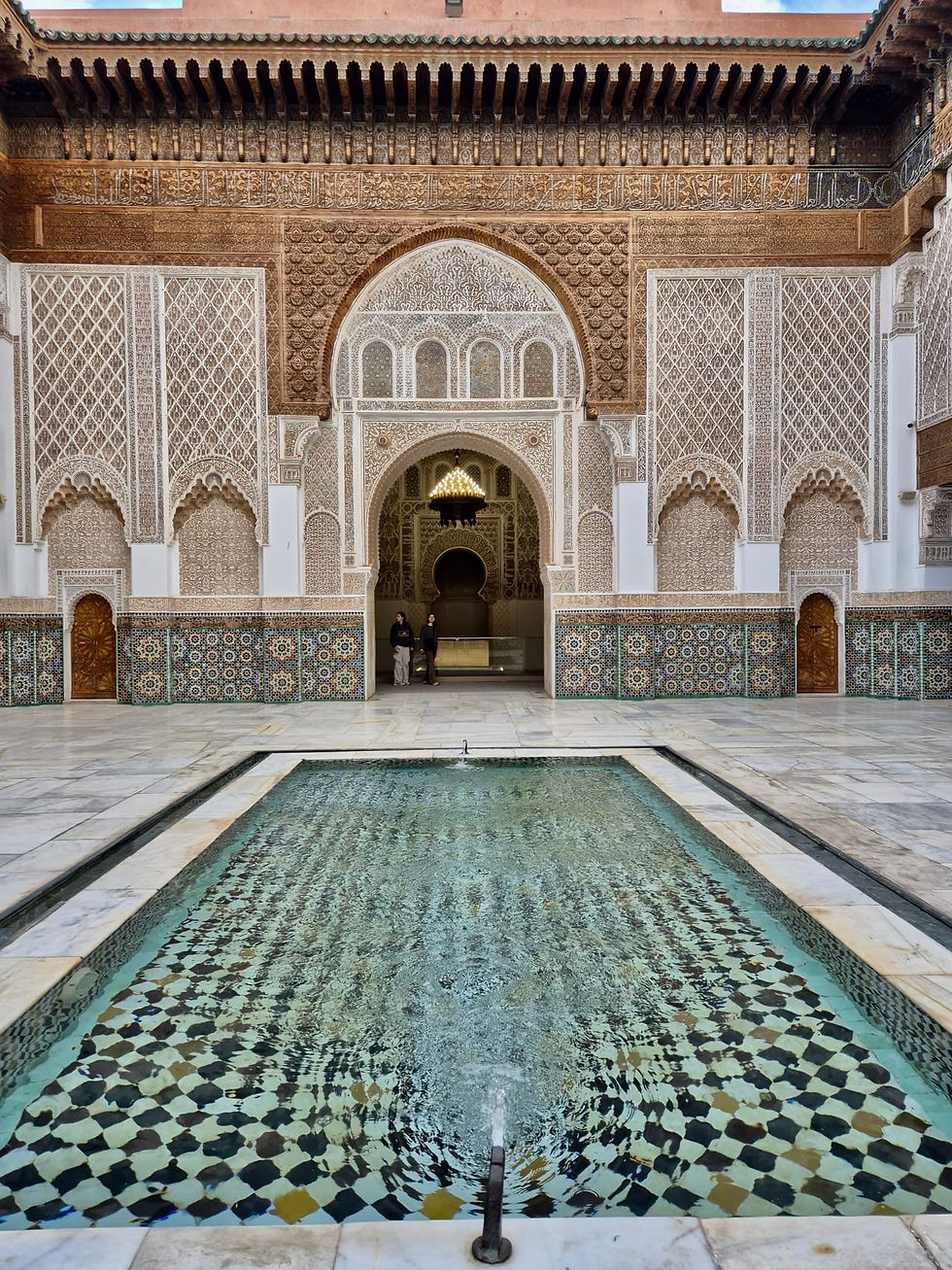 A pool in the central courtyard of the Medersa Ben Youssef