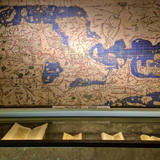 A map detailing ancient trade routes at the Dar Batha Museum in Fes