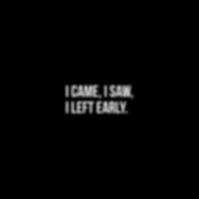 I CAME, I SAW, I LEFT EARLY