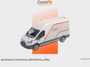 Una furgoneta de costafix multiservicios que se desliza sobre la sección de inicio en su sitio web