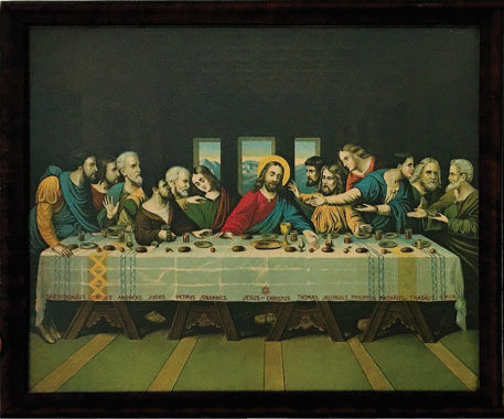 Last Supper, chromolithograph, framed 21.5 X 17.75 inches, Joseph Hoover lithographer, Philadelphia, PA, late 19th century.