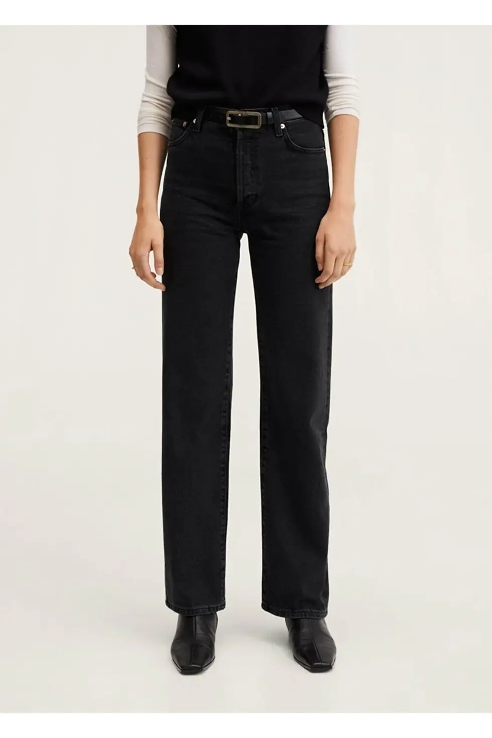 Миниатюра: Mango Düz Kesimli Yüksek Bel Jean Pantolon