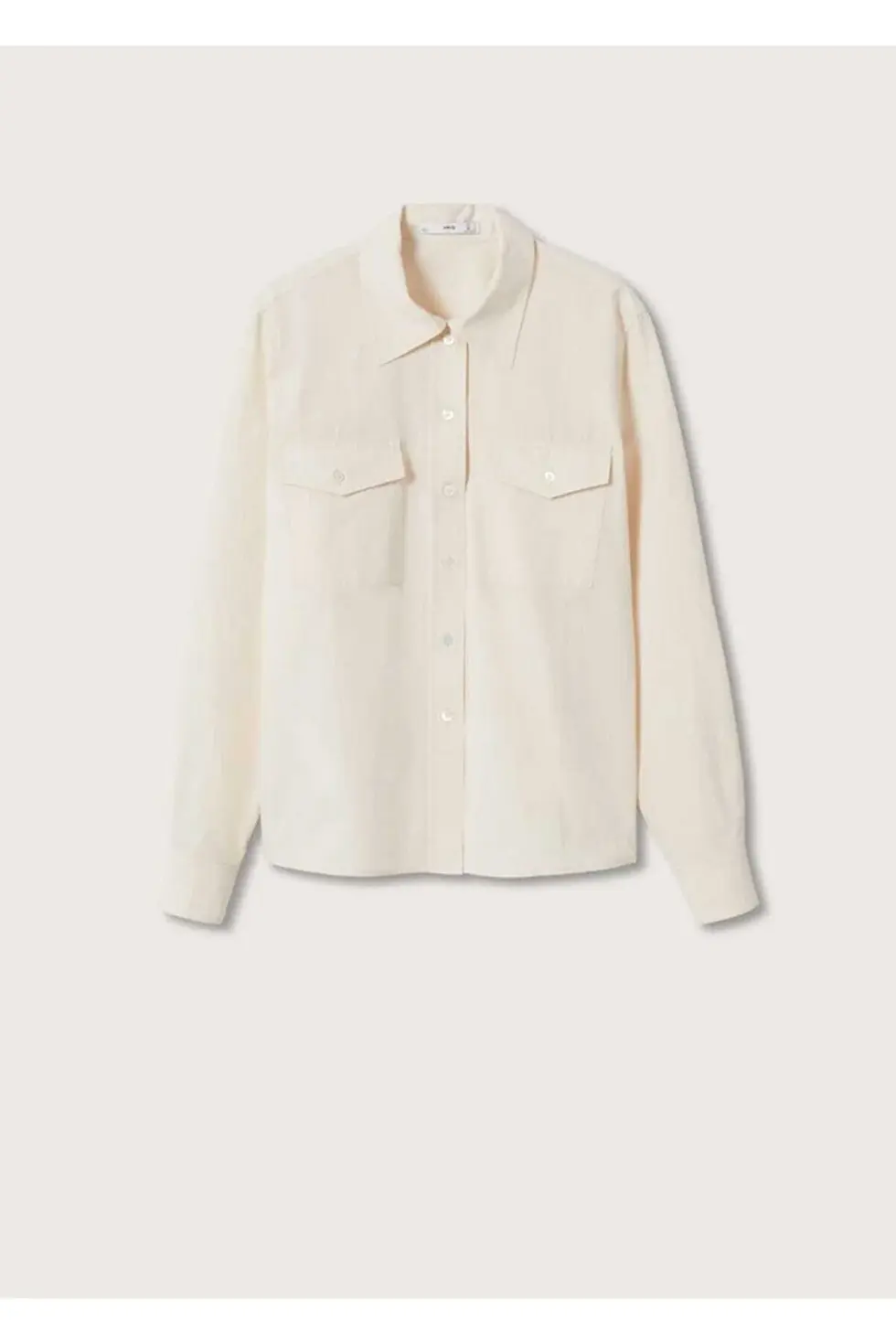 Thumbnail: MANGO Kadın Kırık Beyaz Göğsü Cepli Koton Gömlek