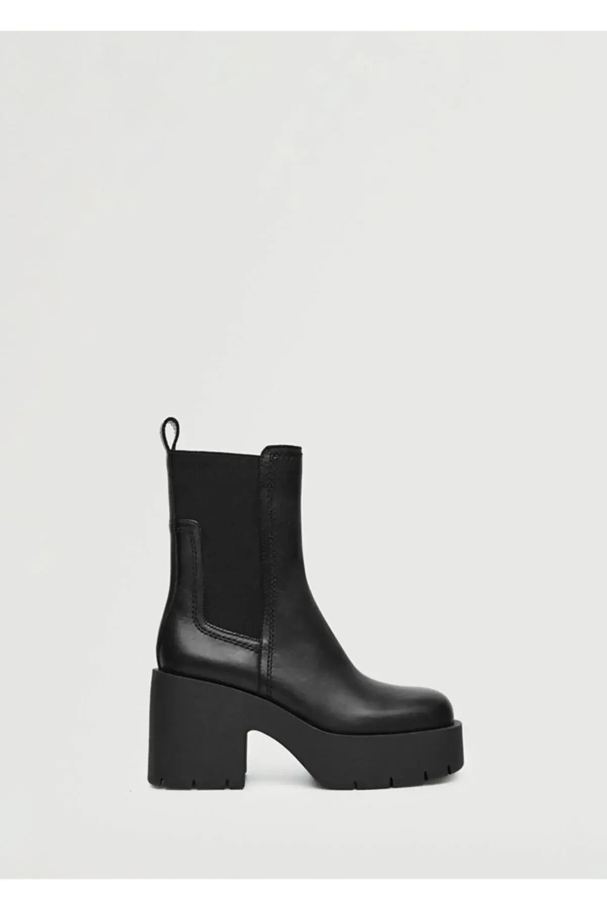 MANGO Topuklu Deri Yarım Bot
