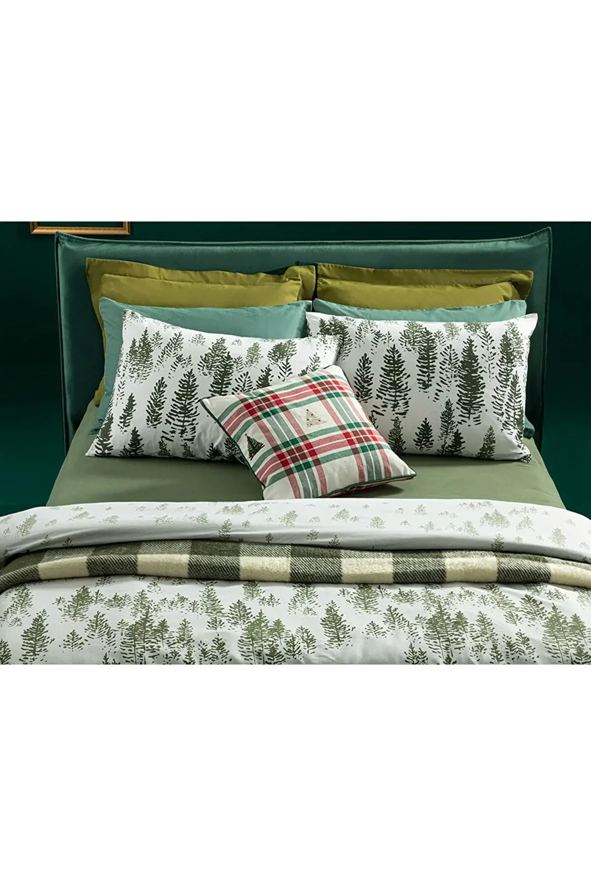 English Home Pine Forest Bumbac Double Person Set Lenjerıe De Pat 200x220 Cm Gre