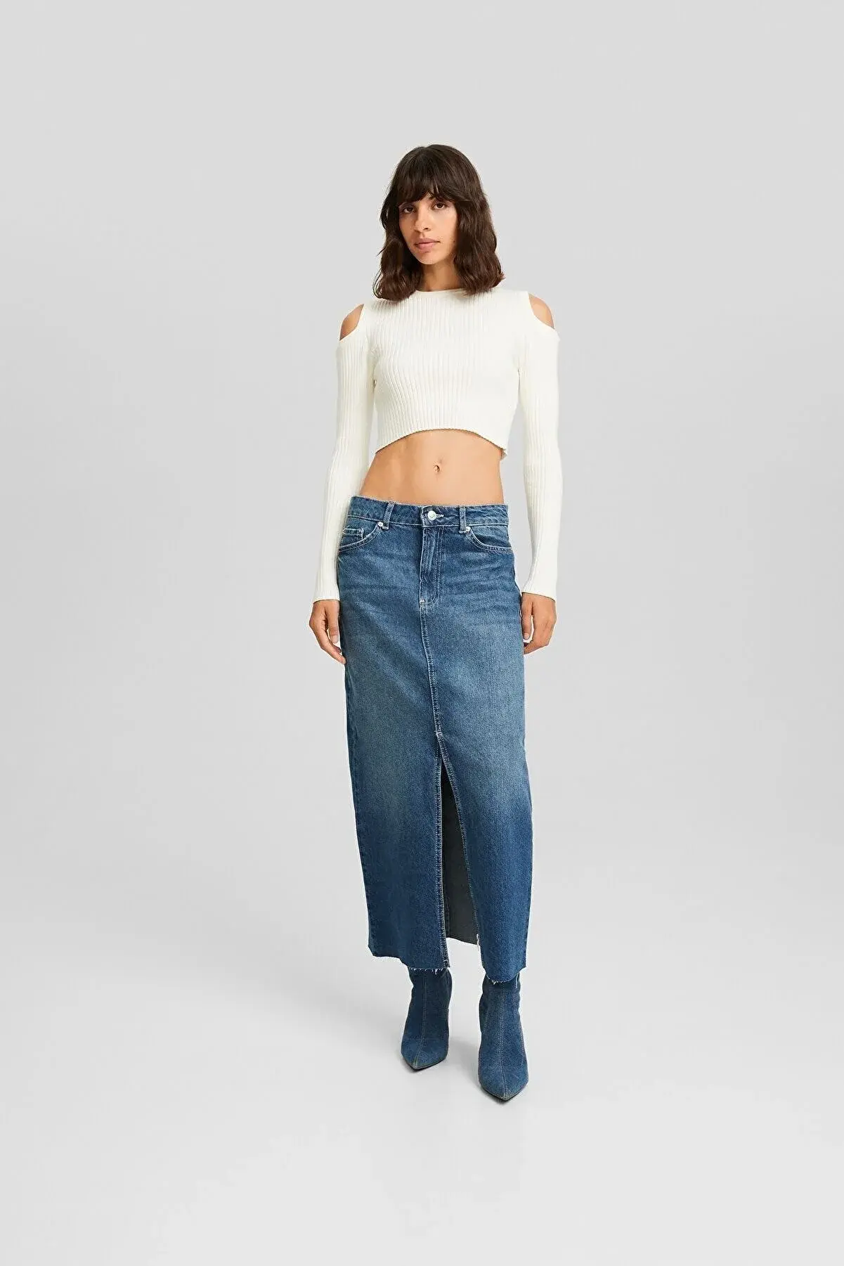 Bershka Uzun denim etek