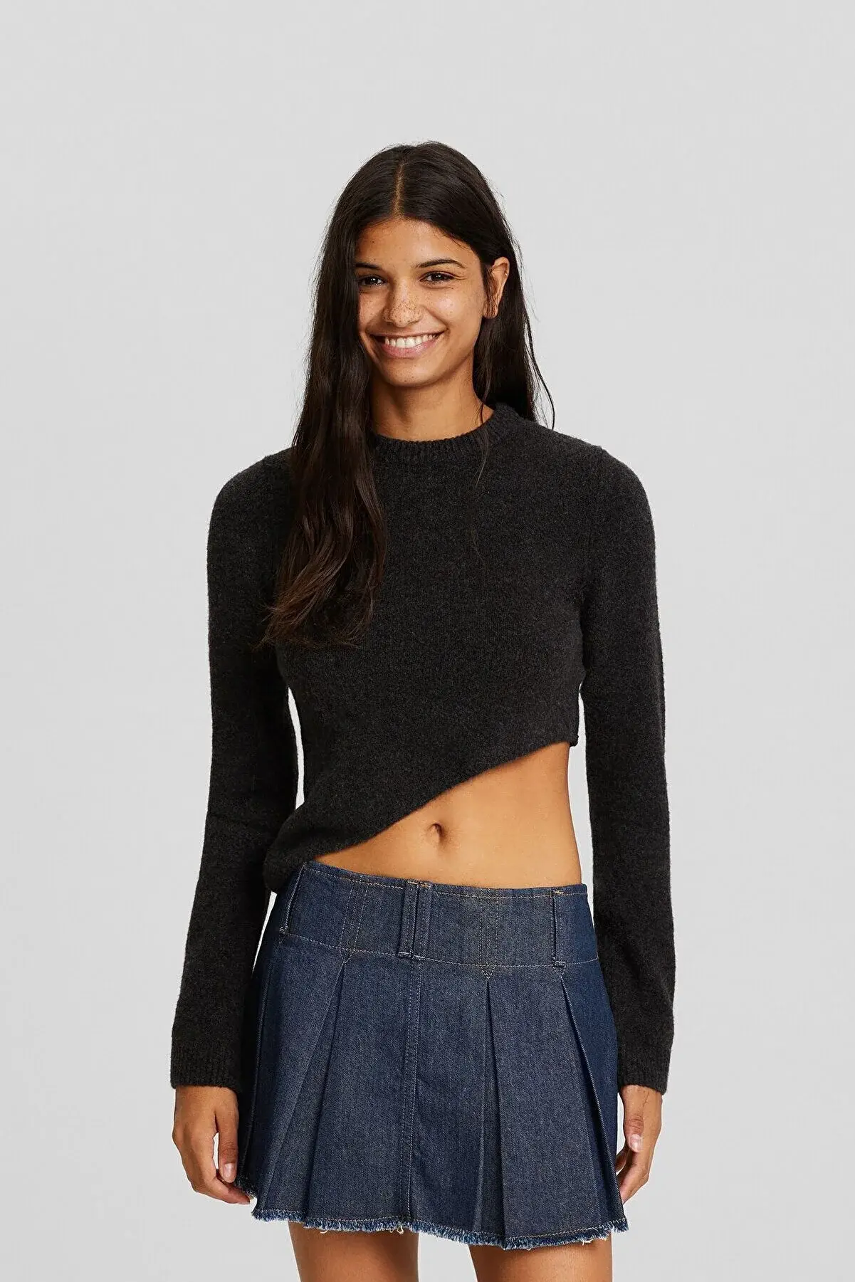 Bershka Soluk efektli denim şort etek