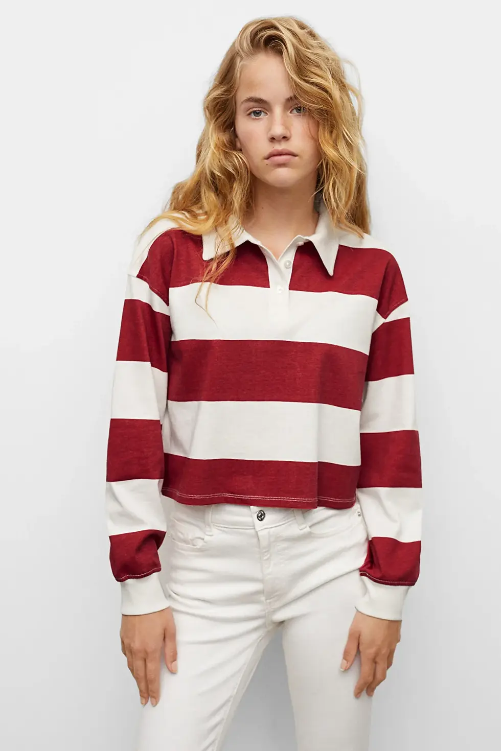 Thumbnail: MANGO Kids Kız Çocuk Kırmızı Polo Yaka T-shirt