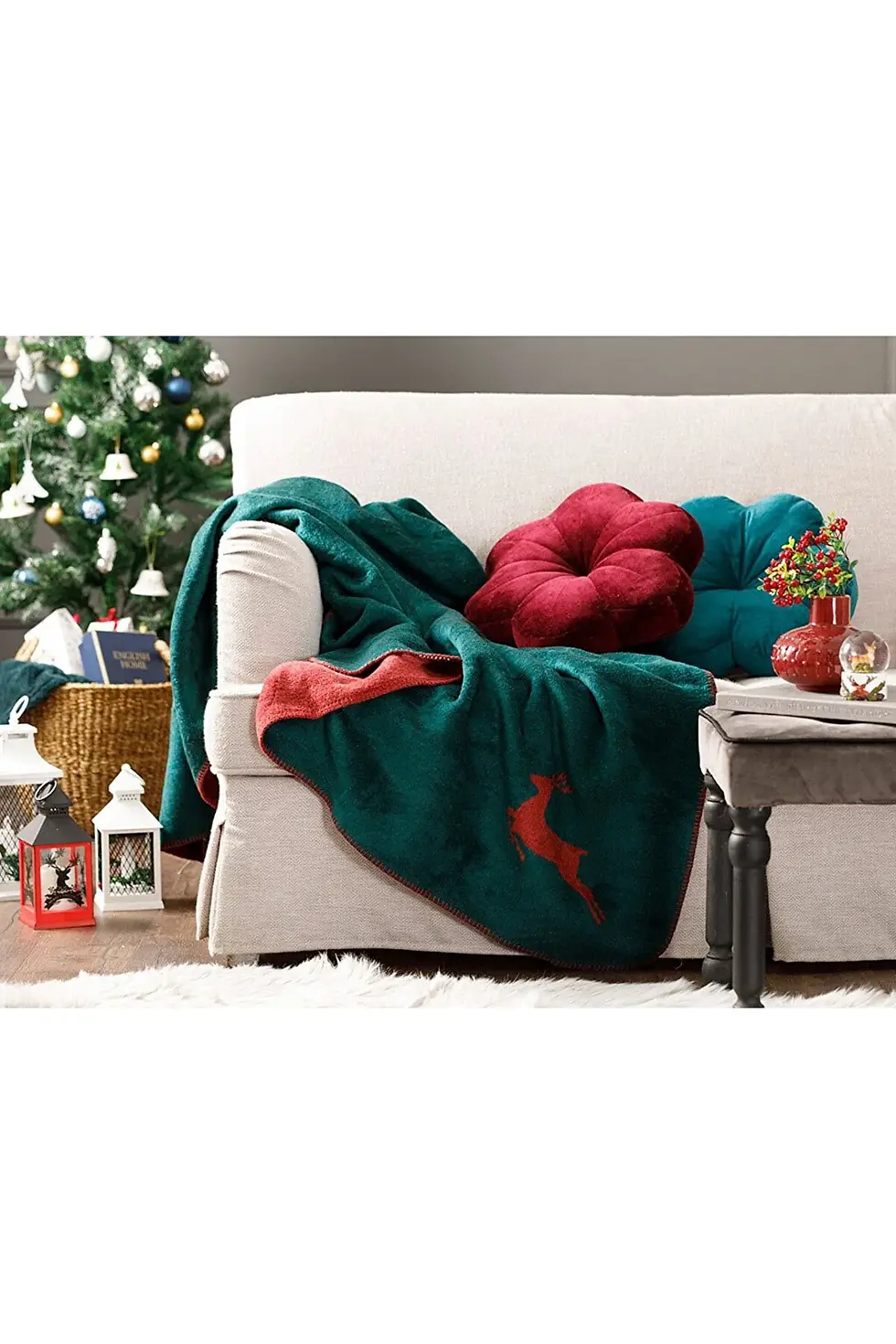 Thumbnail: English Home Chic Akrilik Tv Battaniye 130x170 Cm Yeşil-kırmızı