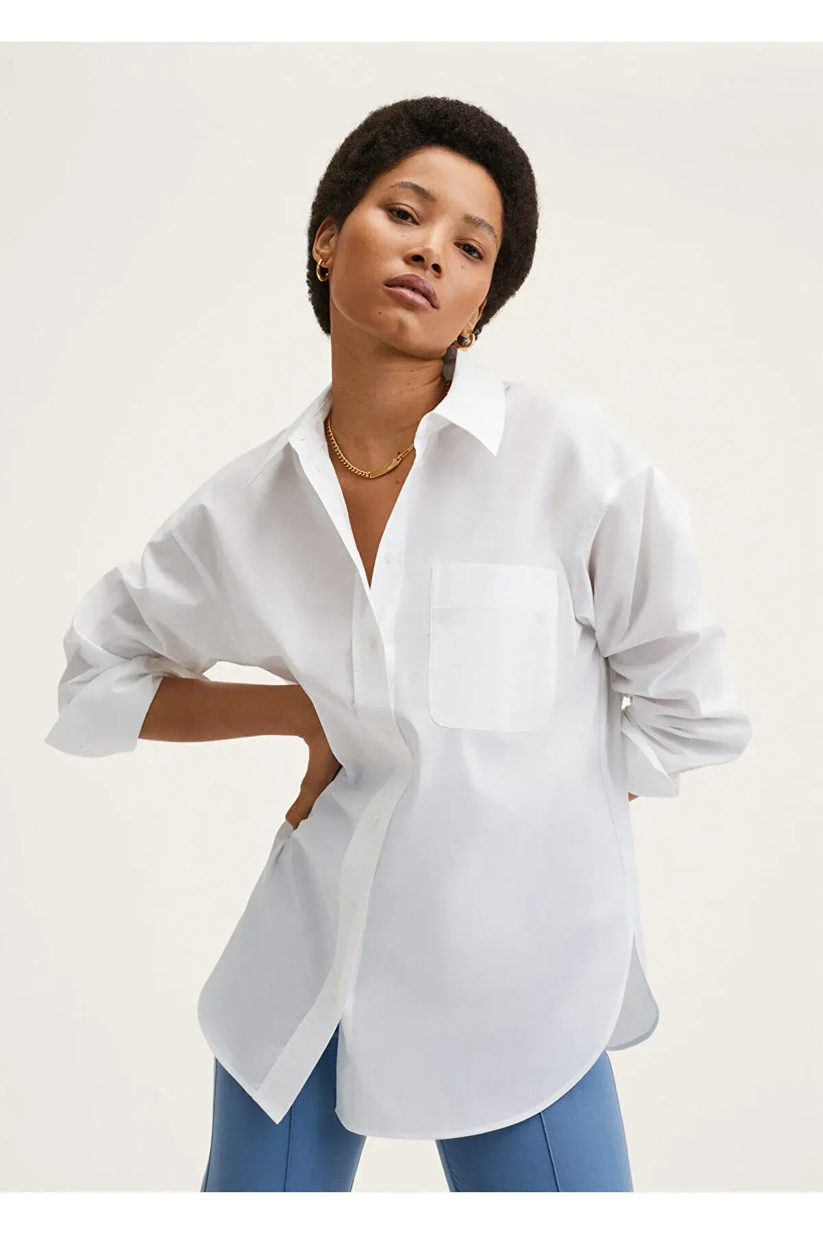 MANGO Kadın Kırık Beyaz Gömlek